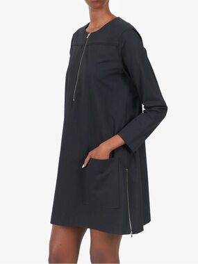 Maje Rosita Zip Detail Trapeze Mini Dress Black Size Large